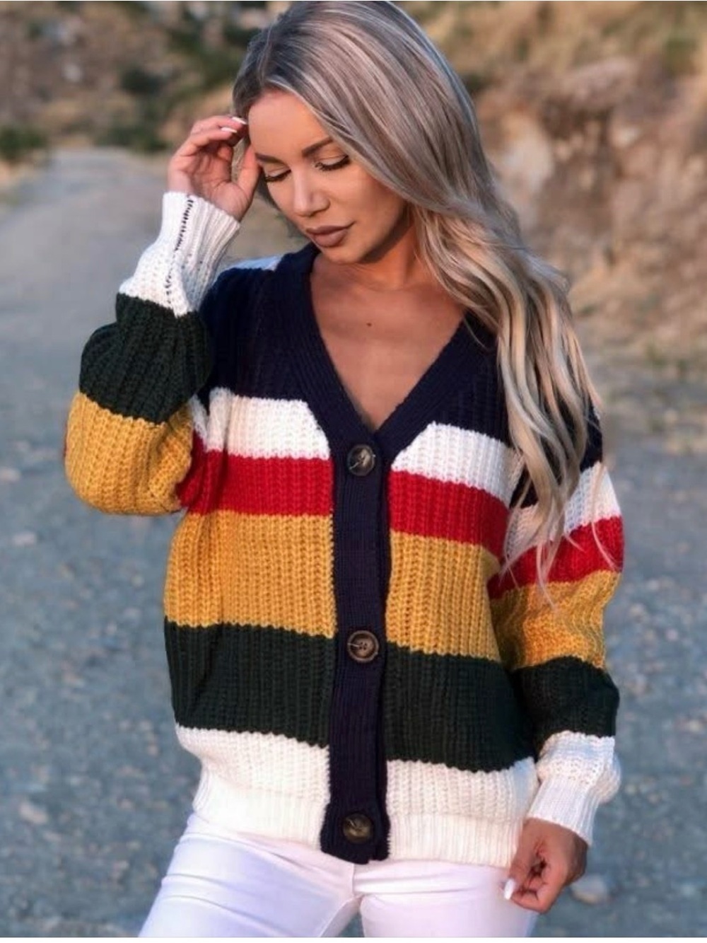 Newbury Kustom chunky knit striped cardigan